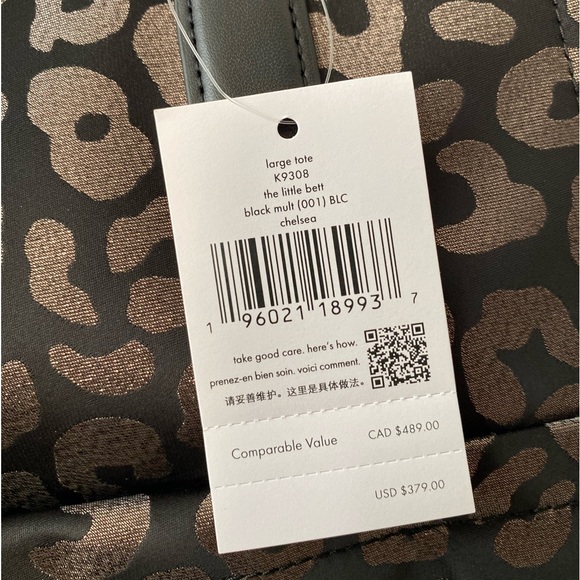 ♠️Kate Spade Chelsea Leopard Graphic Jacquard Nylon Large Tote, Black Multi NWT - Picture 7 of 8